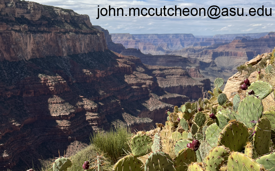 Desert sunset with lab contact information